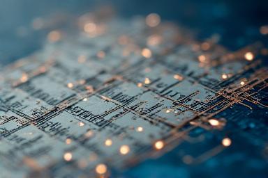 Abstract pattern of circuits and classic calligraphy